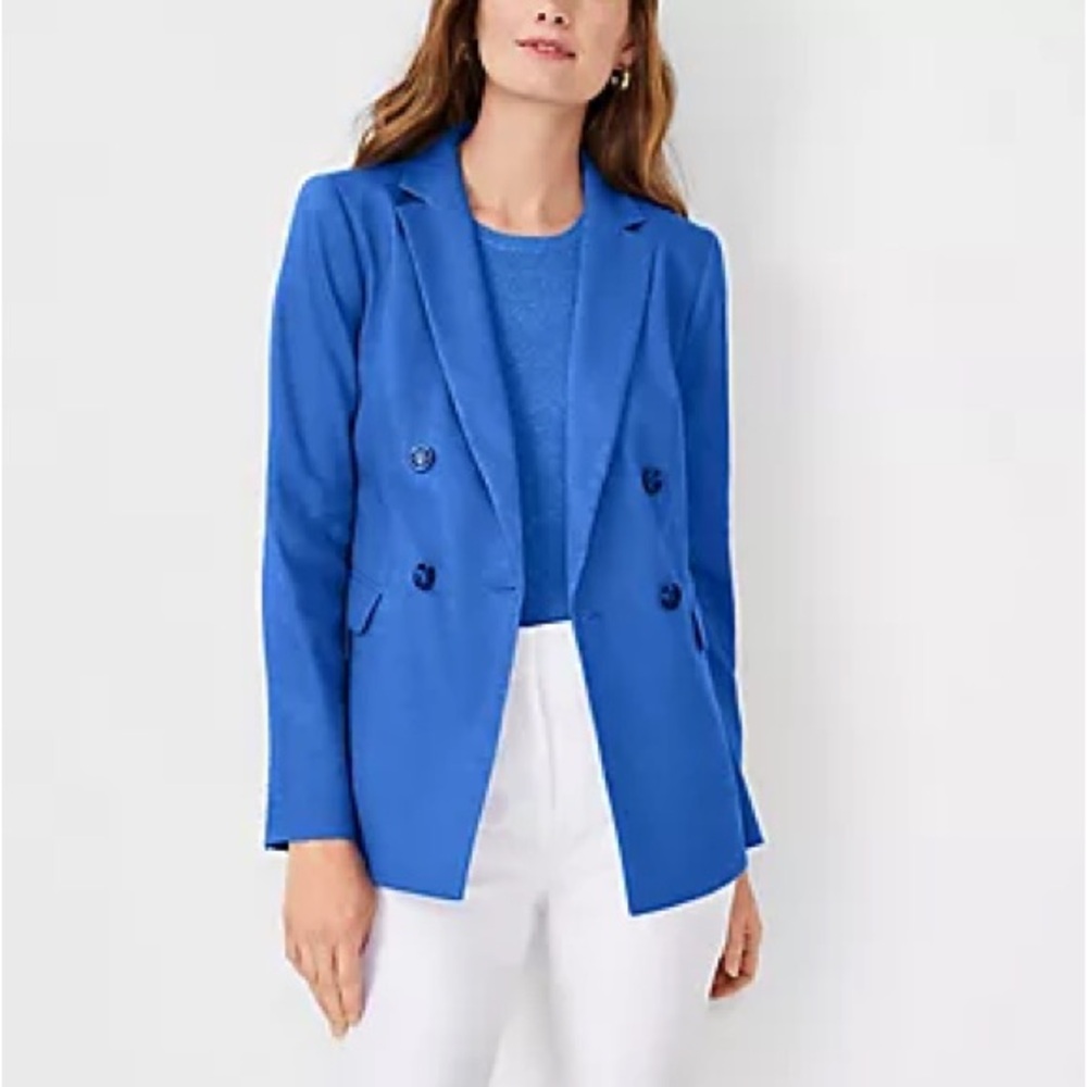 ANN TAYLOR
The Relaxed Double Breasted Long Blazer In Linen Blend